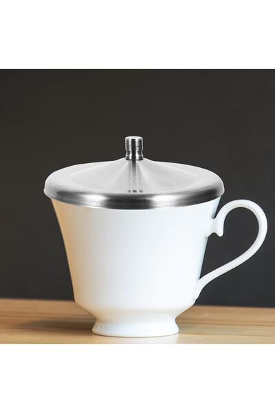 Cabilock 2pcs Hot Drink Cup Covers Stainless Steel Lid Seal Reusable Seal Silver