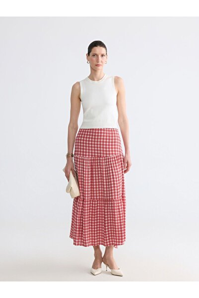 LC Waikiki Lcw Grace Elastic Waist Plaid Layered Skirt