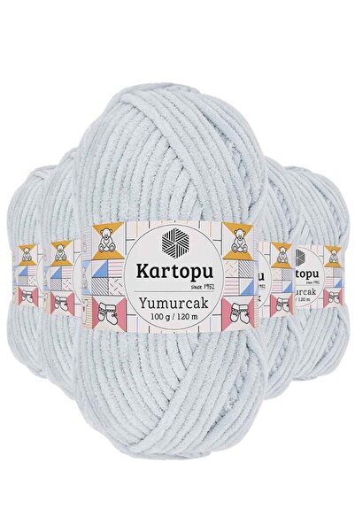 Royaleks Group 5 Pieces Yumurcak Velvet Hand Knitting Thread Light Gray K919
