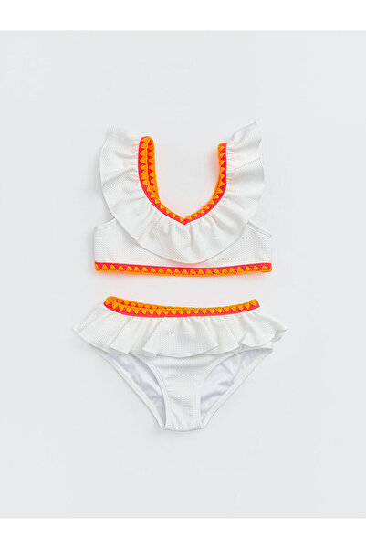 LC Waikiki White Embroidered Girls' Bikini Set