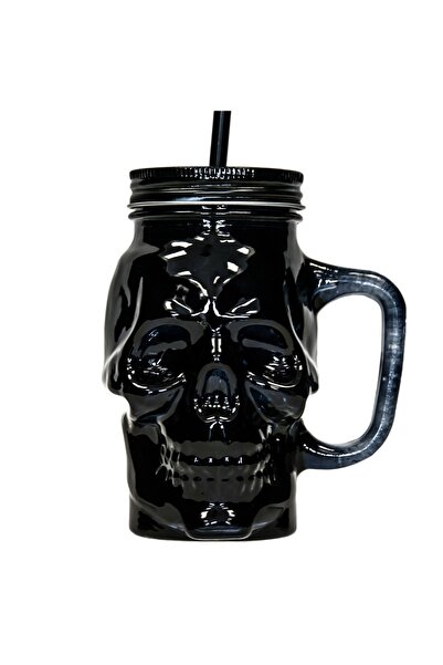 Zumzeria Glass Mug Skull Model with Straw 400ml