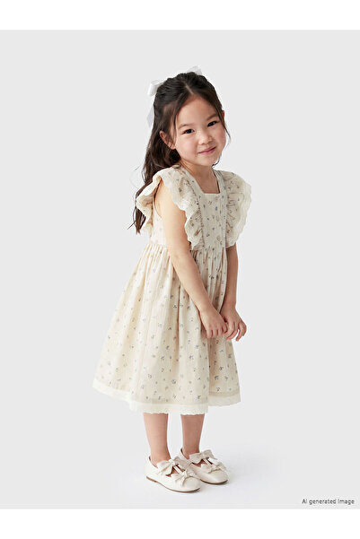 LC Waikiki Nevavm Girl's Floral Dress with Difference