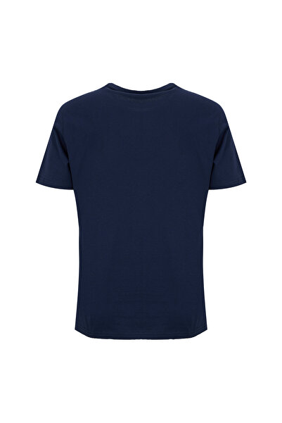 Lee Cooper تي شيرت رجالي باللون الأزرق الداكن بقصة عادية وشعار مطبوع 262 LCM ...