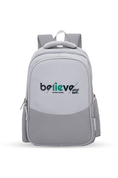Eazy Kids 15.3”School Backpack for Kids – Believe Yourself, Grey