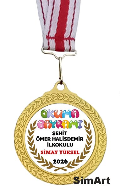 SimArt Design Okuma Bayramı Madalyası Okula Ve isme Özel