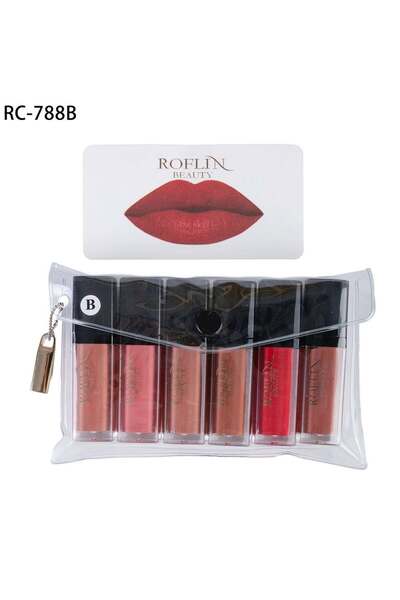 ROFLIN BEAUTY طقم أرواج شفاه ثابتة ضد الماء 6 قطع