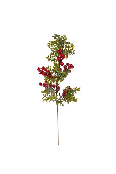 Zumzeria Ramură decorativă de Crăciun cu frunze verzi și boabe roșii 63cm