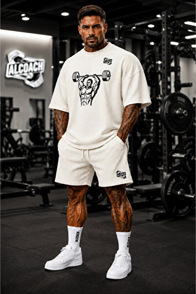 Alcoach Men's 2-Piece Bodybuilding Outfit - Polyester Sportswear, Breathable ...