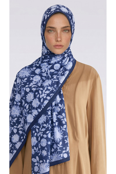 Karaca Flora Patterned Cotton Shawl - Dark Blue