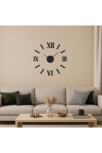 Zumzeria Ceas de perete negru DIY cu cifre romane 60cm