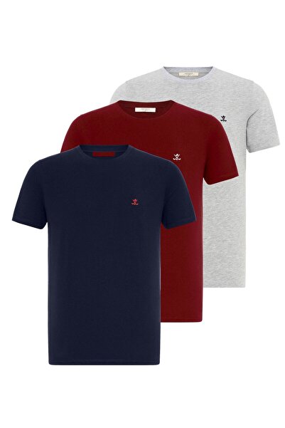 S13 Store 3-Pack Basic Bisiklet Yaka T-shirt