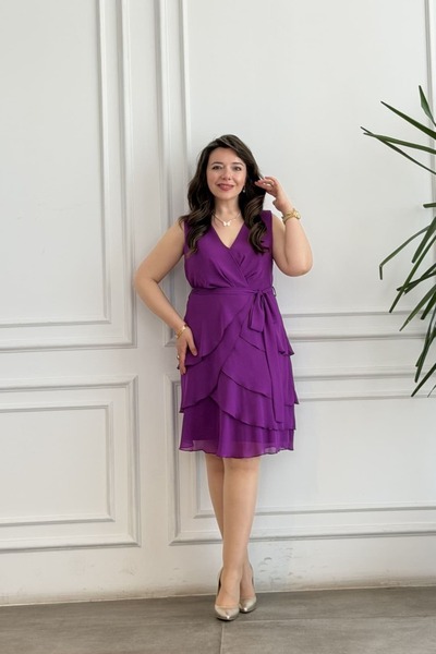 yb yağmur butik Double Breasted Neckline Skirt Flounce Dress