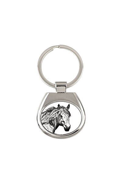 Art - Dog Art-Dog Basque Mountain Horse Personalized Metal Keychain - Silver ...