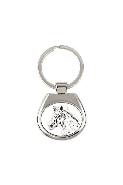 Art - Dog Art-Dog Noriker Horse Keychain — Personalized Metal Pendant, Nickel...