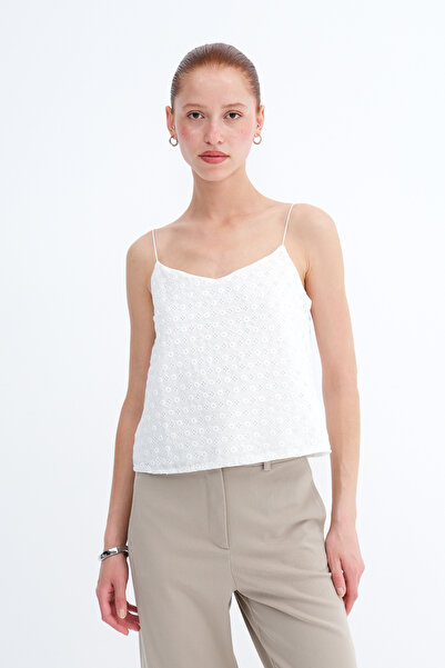 Addax Thin Strap Scalloped Blouse A2882