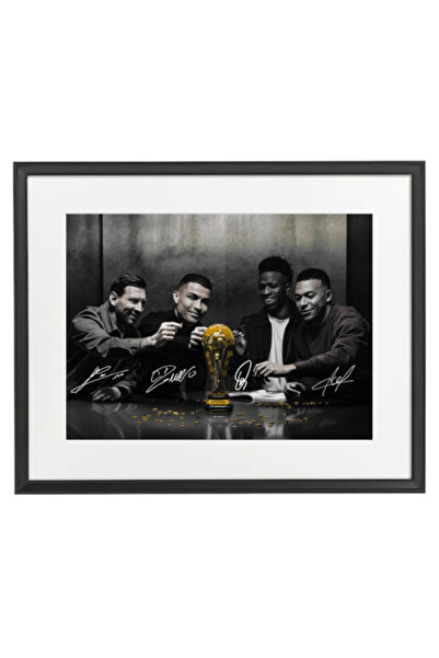 Boomah Accessories Messi Ronaldo Mbappé Vinícius Jr Printed Autograph Framed ...