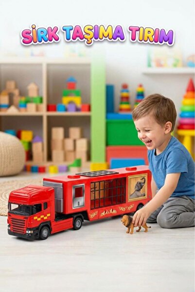 Tıfıl Toys Sirk Taşıma Tırım! 32cm Açılabilir Arka ve Yan Panelli Eğitici Kar...