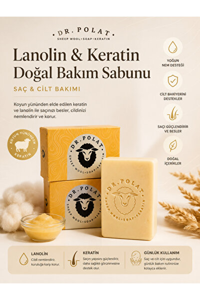 Dr. Polat Biotech Lanolin & Doğal Keratin Sabunu | Saç ve Cilt İçin Yoğun Nem...