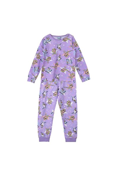 Zumzeria Set de pijamale de iarnă din bumbac lila cu design Frozen 2