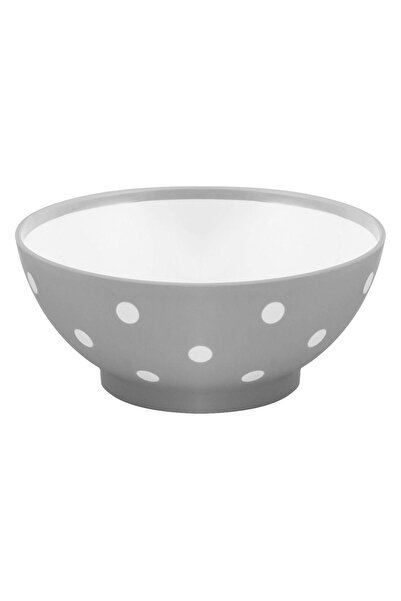 Zumzeria White Gray Polka Dot Round Plastic Bowl 1.5L