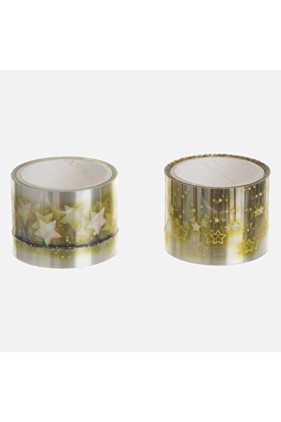 Zumzeria Bandă Washi Holografică Argintiu Auriu cu Stele 2m x 3cm