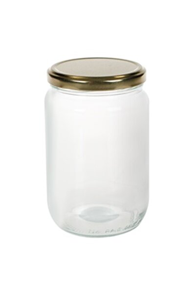 Zumzeria Transparent Glass Jar with Golden Metal Lid 660ml