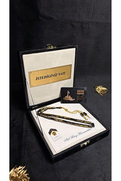 BİRCAN TASARIM Golden Rosary Kesme Premium Kutulu Kişiye Özel Harf İşlemeli A...