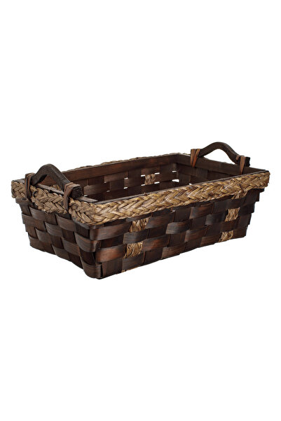 Zumzeria Rectangular Christmas Decorative Basket Made of Brown Woven Bamboo 3...