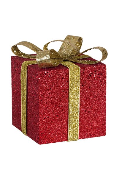 Zumzeria Christmas Decorative Gift in Red Foam with Gold Glitter Ribbon 13x13...