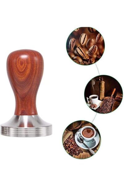 Generic Professional Espresso Coffee Tamper Stainless Steel Base Wood Handle ...