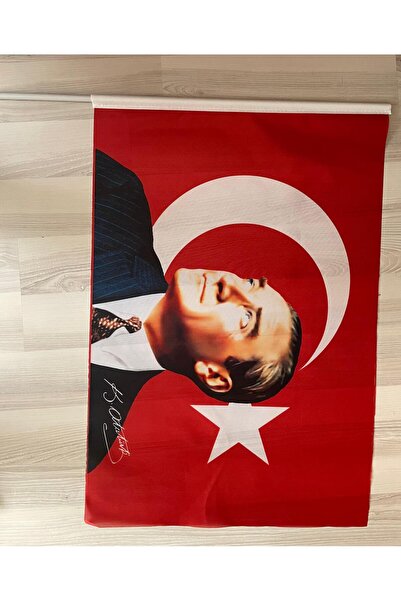 AKYILDIZ store 50x75cm Atatürk İmzalı Raşel Kumaş Sopalı Türk Bayrağı – Dayan...