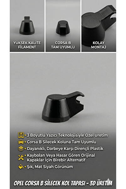 Nicomedia 4 Adet Opel Corsa B Uyumlu Silecek Kolu Somun Kapağı (ABS - 3D Baskı)
