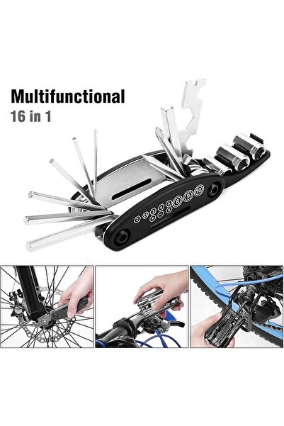 Generic 16-in-1 Professional Bicycle Repair Tool - Multifunctional Folding Al...