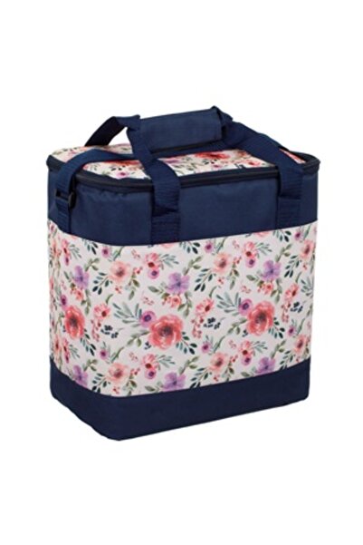 Zumzeria Blue Ecru Floral Insulated Bag 28x18x30cm - 15l