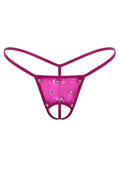 Mentra Online Pembe Özel Ağı Açık Şık Metalli String-Tanga