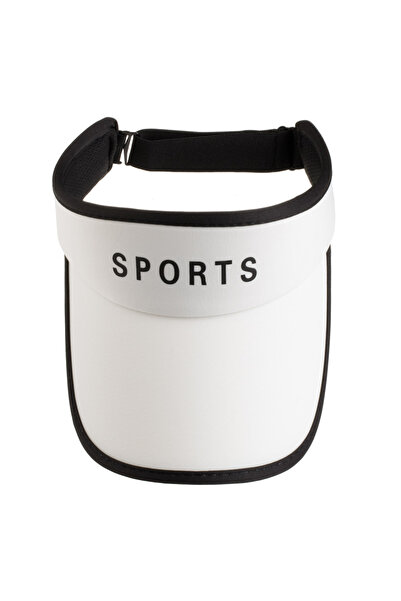 Zumzeria Vizor din bumbac ecru cu bordură neagră  "Sport " pentru femei
