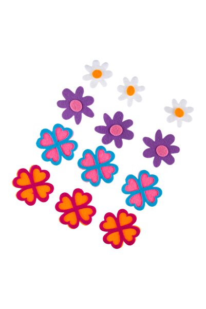 Zumzeria Set of Colorful Felt Flowers 4-5.5cm - 12pcs