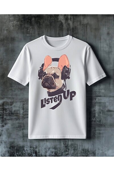 COMVİCHO Listen up Kopek Kulaklik Printed Oversize T-Shirt