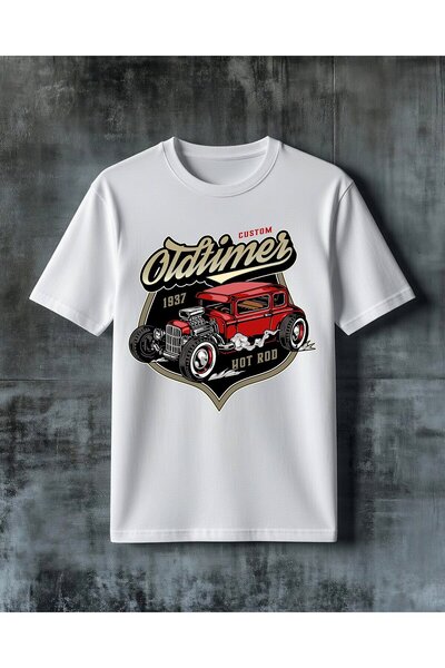COMVİCHO Custom Oldtimer Hot Rod Printed Oversize T-Shirt