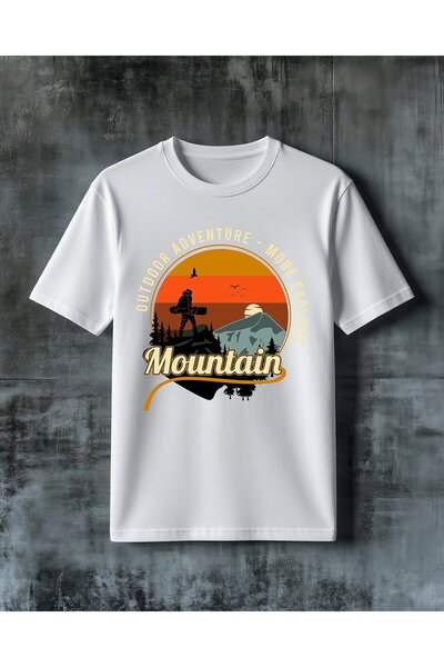 COMVİCHO Outdoor Adventure Mountain Printed Oversize T-Shirt