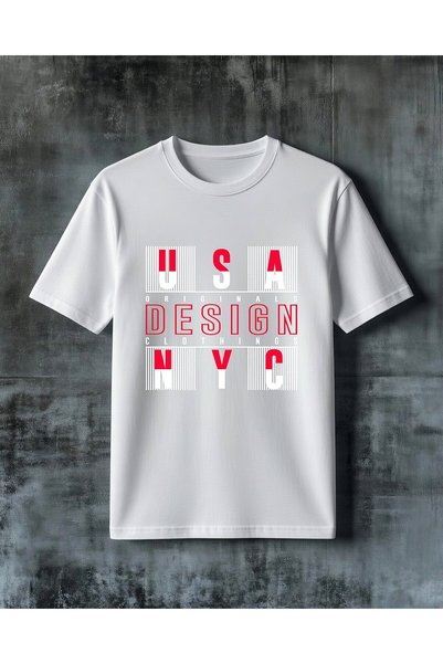 COMVİCHO Design Red Printed Oversized T-Shirt