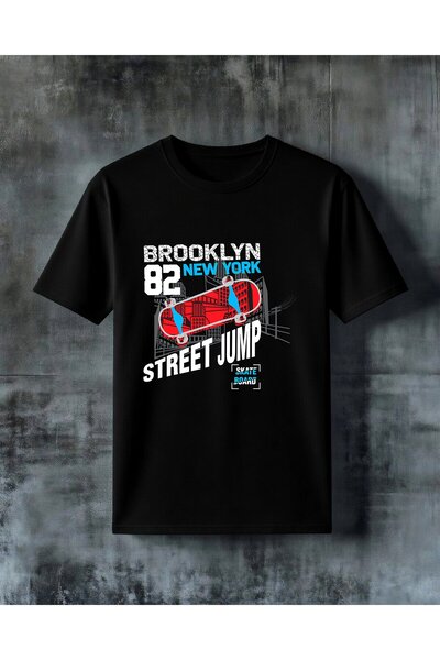 COMVİCHO Newyork Skateboard Printed Oversize T-Shirt