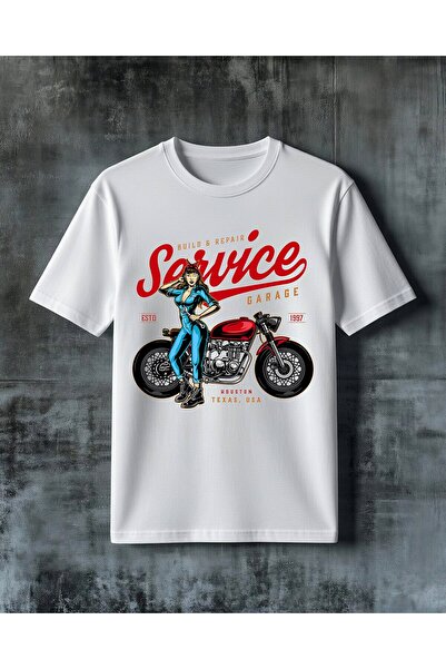 COMVİCHO Savage Garage Motorcycle Printed Oversize T-Shirt