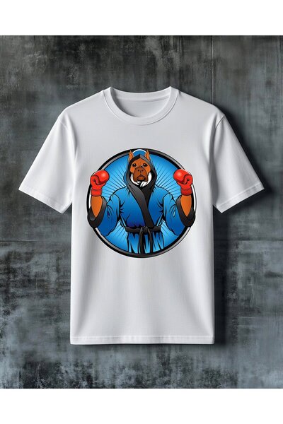 COMVİCHO Kopek Bokscu Dovus Sport Printed Oversize T-Shirt