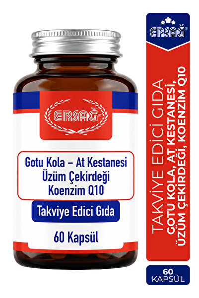 Ersağ Gotu Kola At Kestanesi Üzüm Çekirdeği Koenzim Q10 Takviye Edici Gıda 60...