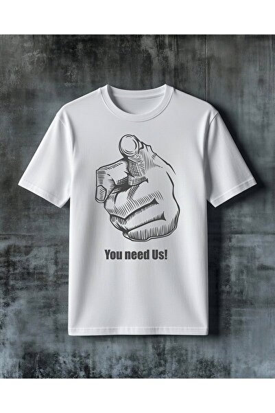 COMVİCHO You Need Us El Isareti Printed Oversize T-Shirt