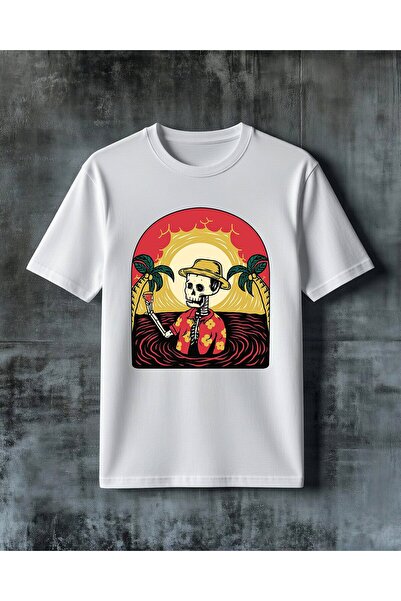 COMVİCHO Kopek Kafasi Sahil Partisi Printed Oversize T-Shirt