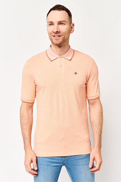Scotch & Soda Men Regular Fit Embroidered Logo Short Sleeve Polo Shirt, Coral