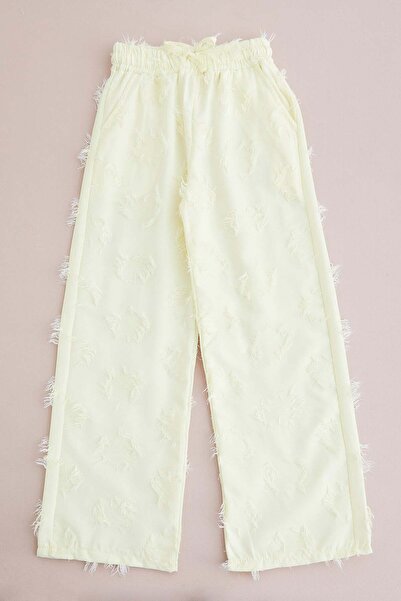 Fulla Moda Girls' Palazzo Trousers with Tassels and Elastic Waist