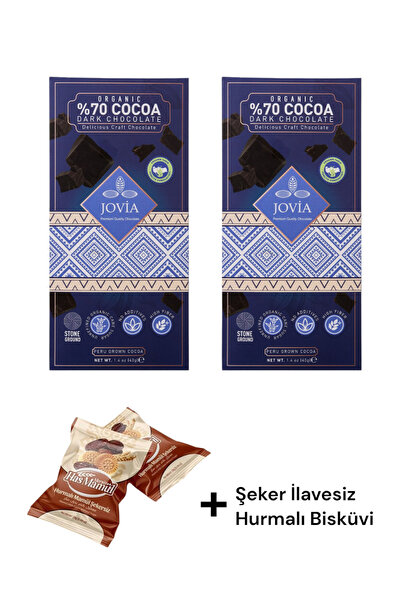 Jovia Organik Çikolata %70 Bitter Tatlandırıcılı Çikolata 40 Gr x 2 Adet